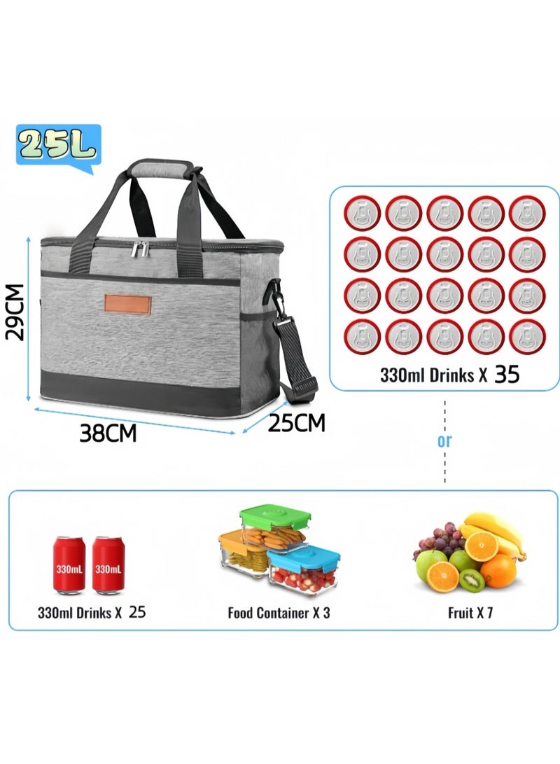 Insulated Cooler Bag Soft Cooler Bag for Men/Women with Shoulder Strap, Leakproof for Camping, Travel, Picnic, Work (25L) - Image 3